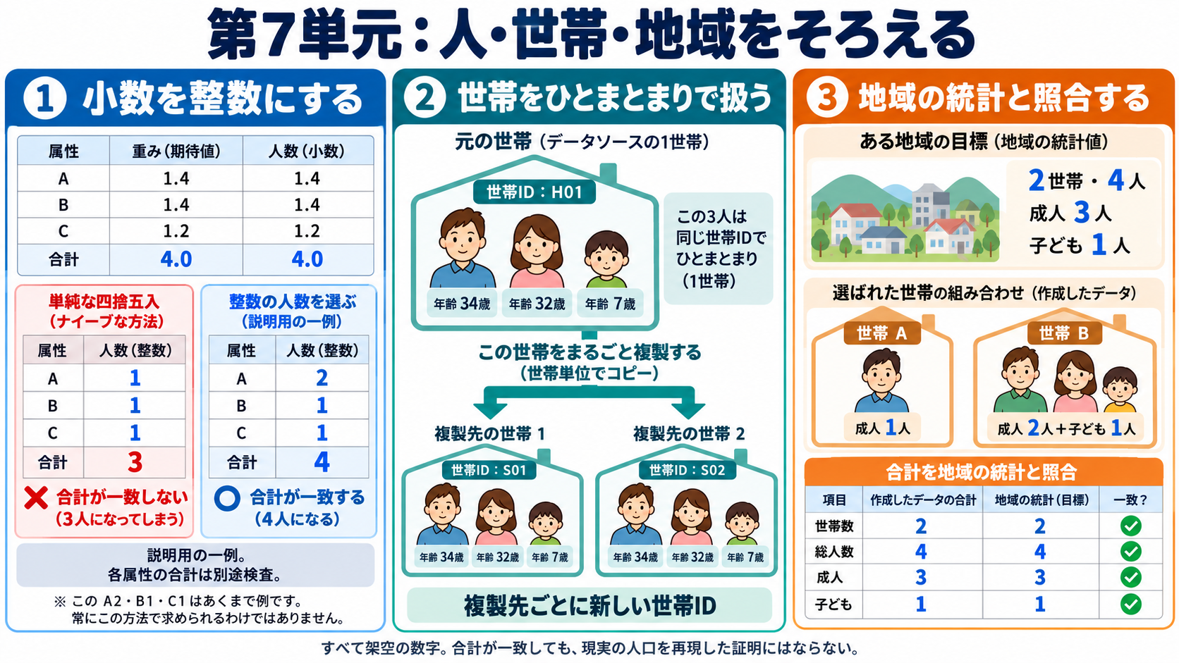 整数化・世帯・地域の整合